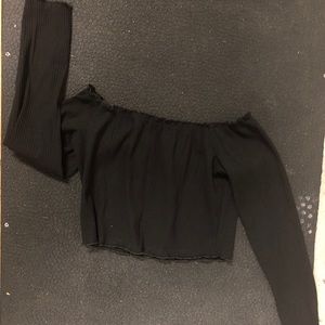 black off the shoulder crop top